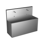 Edelstahl – Waschrinne, wandhänged, mit 2 integrierten Infra Handwaschplätzen, Länge 1250 mm, 24 V DC