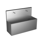 Edelstahl – Waschrinne, wandhänged, mit 2 integrierten Piezo Handwaschplätzen, Länge 1250 mm, 24 V DC