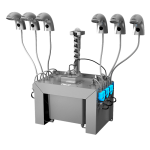 Set mit 6 Stück automatische Waschtischarmaturen für kaltes oder vorgemischtes Wasser, mit integriertem Seifenspender, 6 l Zentral Seifenbehälter, 230 V AC