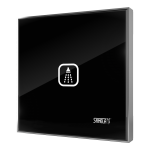 Glas-Touch Elektronische Duschsteuerung  für kalt oder vorgemischte Wasser, Glasfarbe REF 9005 Schwarz, Hintergrundbeleuchtung Weiß, 24 V DC