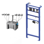 Set mit 6 Stück automatische Wandseifenspender aus Edelsltahl, 6 l Zentral Seifenbehälter, inkl. Montagerahmen SLR 24, 230 V AC