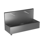 Edelstahl – Waschrinne, wandhängend, mit 2 integrierten Piezo Handwaschplätzen, Länge 1250 mm, Thermoventil, 24 V DC