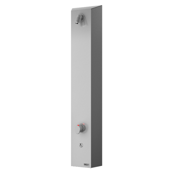 Edelstahl – Piezo - Duschpaneel für Kalt- und Warmwasser mit Thermostatmischer, 6 V