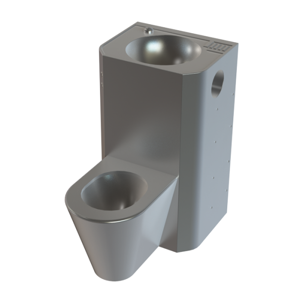 Vandalismussichere Piezo elektrisch gesteuerte Kombination mit Revisionsöffnung, bodenstehendes WC, Oberfläche matt, 24 V DC