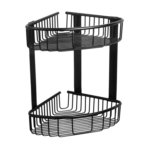 Edelstahl Eck Doppel Duschregal, Oberfläche schwarz matt