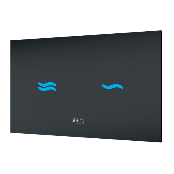 Glas-Touch Elektronische WC - Spülsteuerung für Installationssystem SLR 21, Glasfarbe REF 1502 Schwarz, Hintergrundbeleuchtung Blau, 24 V DC