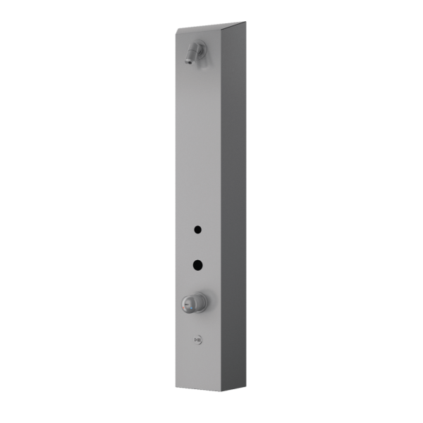 Edelstahl – Duschpaneel für Aufputzmontage, für RFID Jeton für kalt und warm Wasser, mit Mischer 24 V DC