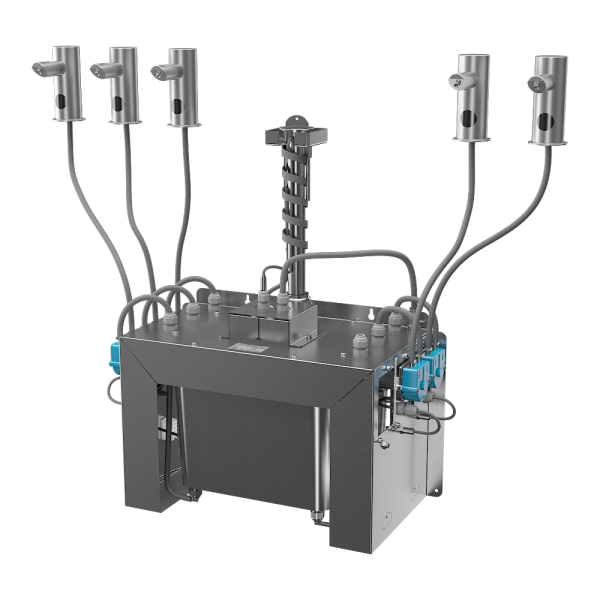 Set mit 5 Stück automatische Seifenspender aus Edelsltahl, 6 l Zentral Seifenbehälter, 230 V AC