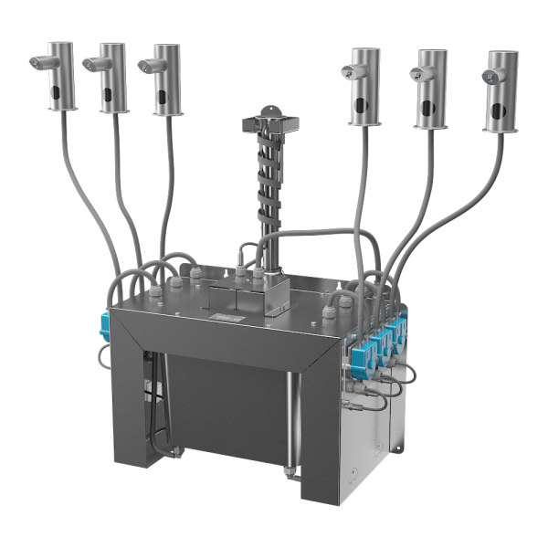 Set mit 6 Stück automatische Seifenspender aus Edelsltahl, 6 l Zentral Seifenbehälter, 230 V AC