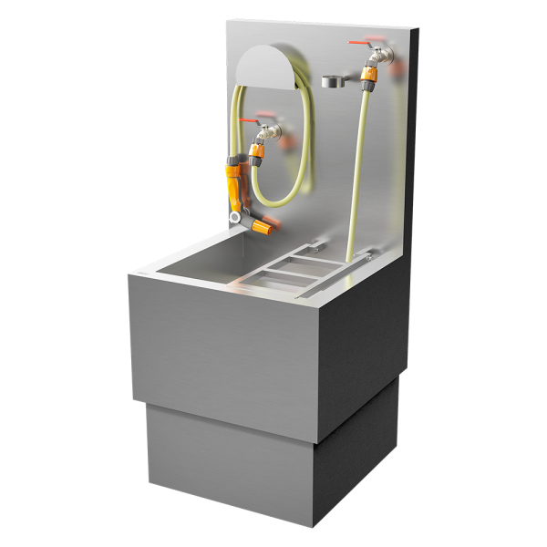 Edelstahl Ausgussbecken zur Entleerung von Mobiltoiletten