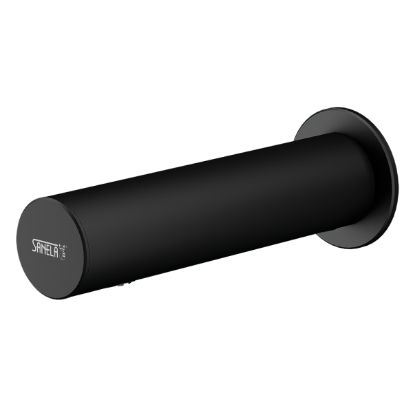 Edelstahl Wand-Armatur, Schwarz, Aufputz, für kaltes oder vorgemischtes Wasser, 6 V